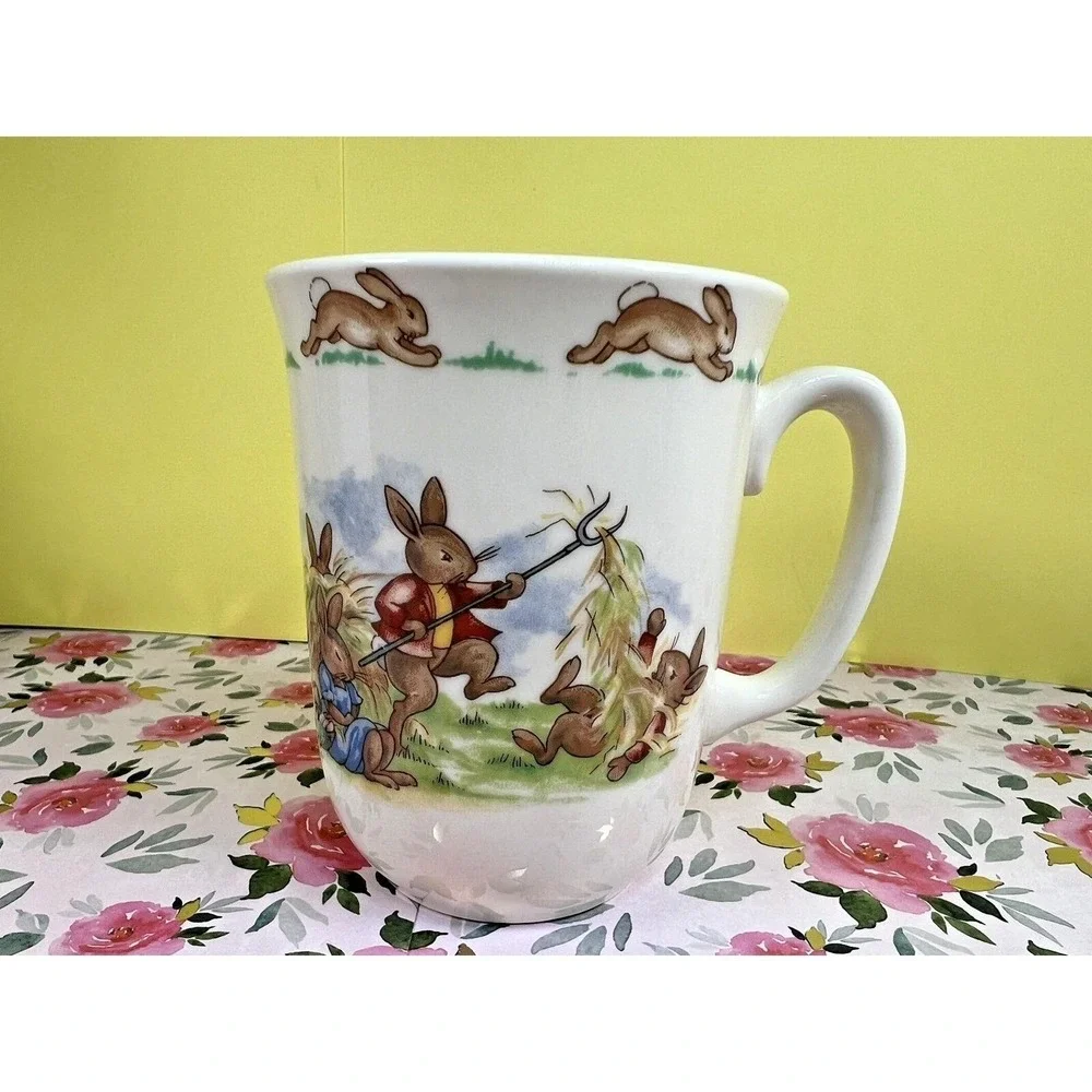 Royal Doulton Bunnykins Fine‎ Bone China Bowl & Mug Set ,1936 Garden Piano Scene